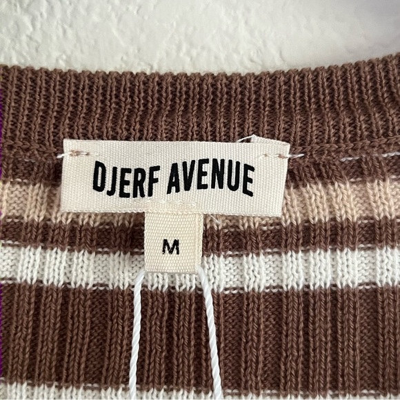 Djerf Avenue Knitted Short Sleeve Cardigan in Brown Stripe NWT Medium - Picture 8 of 10